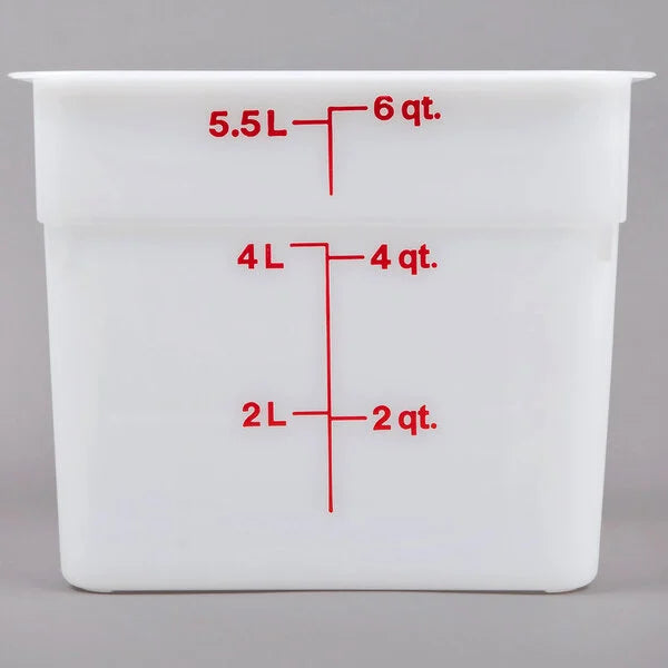 Cambro CamSquares® 6 Qt. White Square Polyethylene Food Storage Container