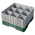CAMBRO Camrack® Glass Rack w/ (9) Compartments - (4) Gray Extenders, Sherwood Green