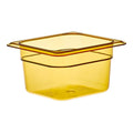 CAMBRO H-Pan™ 1/6 Size Amber High Heat Plastic Food Pan - 4" Deep