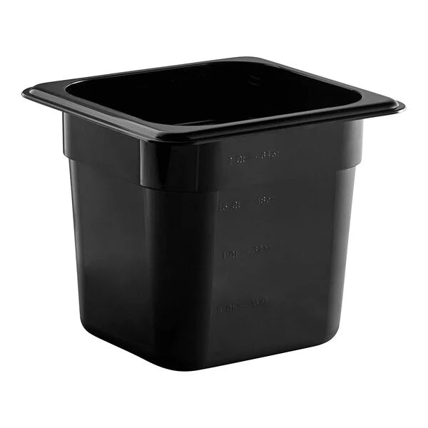 CAMBRO Camwear® 1/6 Size Black Polycarbonate Food Pan - 6" Deep, 2.4 qt.