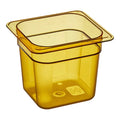CAMBRO H-Pan™ 1/6 Size Amber High Heat Plastic Food Pan - 6" Deep