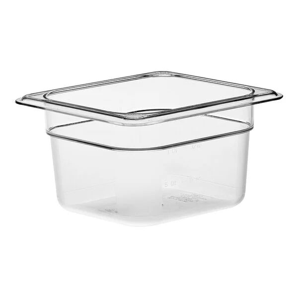 CAMBRO Camwear® 1/6 Size Clear Polycarbonate Food Pan - 4" Deep