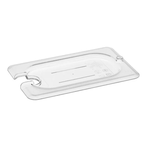 CAMBRO Camwear® 1/9 Size Clear Polycarbonate Flat Lid with Spoon Notch