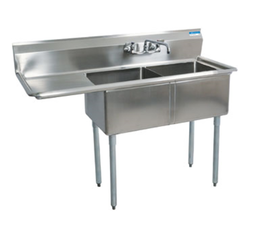 BK Resources BKS-2-1620-12-18L Sink, two compartment, 52-1/2"W x 25-13/16"D x 43-3/4"H
