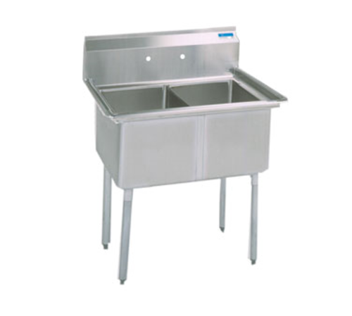BK Resources BKS-2-1620-12 Sink, two compartment, 37"W x 25-13/16"D x 43-3/4"H