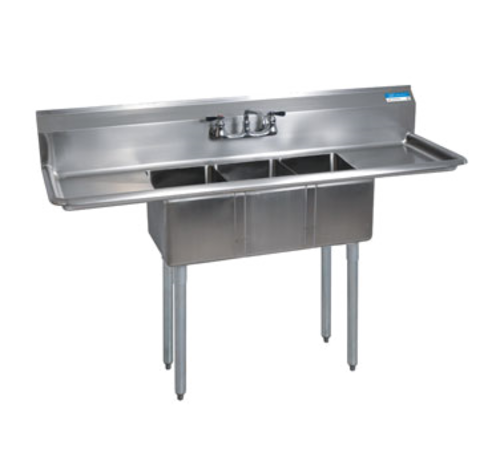BK Resources BKS-3-1014-10-15T Convenience Store Sink, three compartment, 60"W x 19-13/16"D x 39-3/4"H