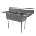 BK Resources ES-3-1220-12-12T Economy Sink, three compartment, 60" x 25-13/16"