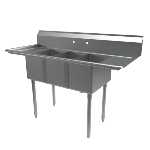 BK Resources ES-3-1220-12-12T Economy Sink, three compartment, 60" x 25-13/16"