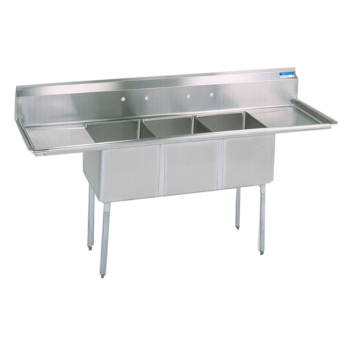 BK Resources ES-3-1620-12-18T Economy Sink, three compartment, 84" x 25-13/16"