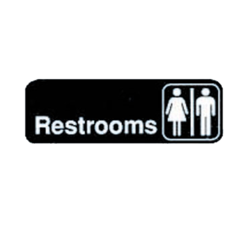 TableCraft 394517 Cash & Carry Sign, 3" x 9", "Restrooms"