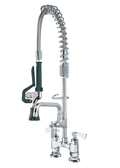 KROWNE Royal Series Space Saver Pre-Rinse Assembly, with add-on faucet, deck mount, 4" centers, spring action flexible gooseneck