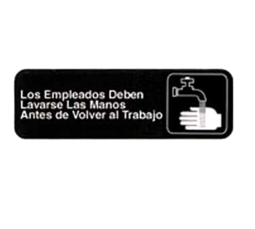 TableCraft 394545 Cash & Carry Sign, 3" x 9", "Los Empleados Deben Lavarse Las Manos Antes de Volver al Trabajo" (Employees Must Wash Hands Before Returning to Work)
