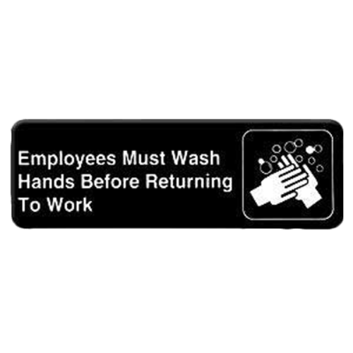 Thunder Group PLIS9325BK Information Symbol Sign, 9" x 3", "Employees Must Wash Hands Before Returning to Work"