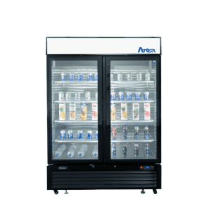ATOSA MCF8732GR — Black Cabinet Two (2) Glass Door Merchandiser Freezer