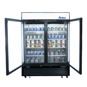ATOSA MCF8723GR — Black Cabinet Two Glass Door Merchandiser Cooler